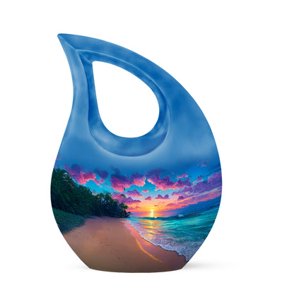 Blessed Beach Cremation Urns for Human Ashes - Blue 10-inch - Yatskia