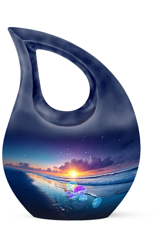 Illustrious Beach Memorial Cremation Urns - Blue 10-inch, 200 cu in - Yatskia