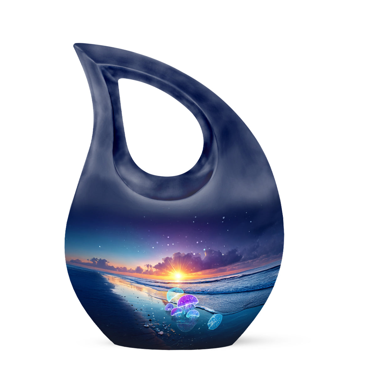 Illustrious Beach Memorial Cremation Urns - Blue 10-inch, 200 cu in - Yatskia