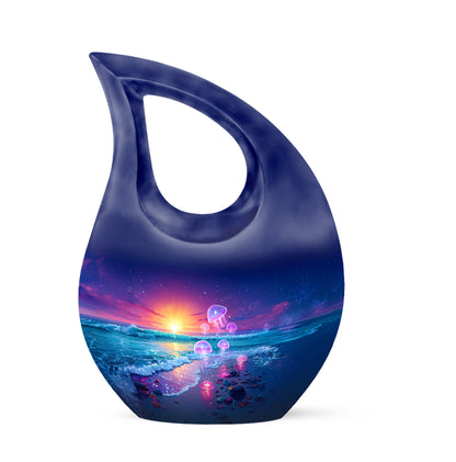 Personalized Blue Beach Cremation Urns for Ashes - Transcendent 10-inch - Yatskia
