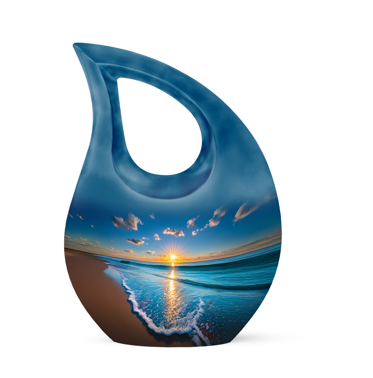 Personalized Elegant Beach Cremation Urns - Blue 10-inch, 200 cu in - Yatskia