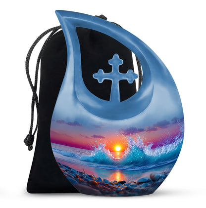 Ocean Wave Memorial Urn - Sunset Beach Cremation Urn For Human Ashes