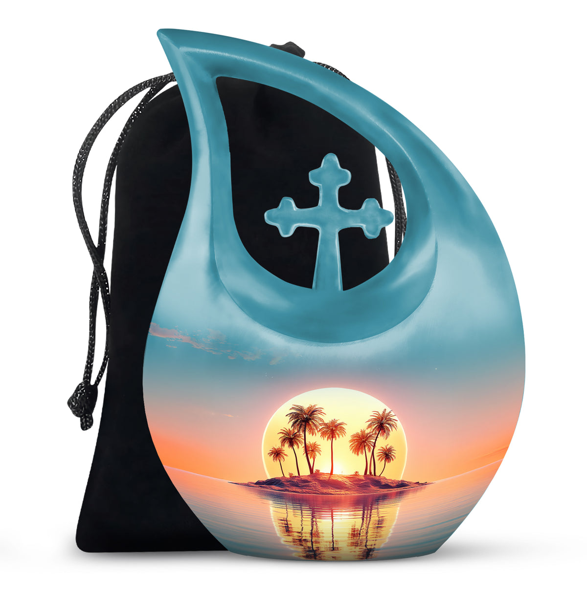 Tropical Island Sunset Funeral Urn - Beach Cremation Urn For Adult Ashes