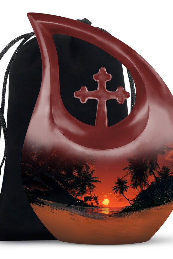 Ocean Sunset Memorial Urn - Island Sunset Design For Male & Female