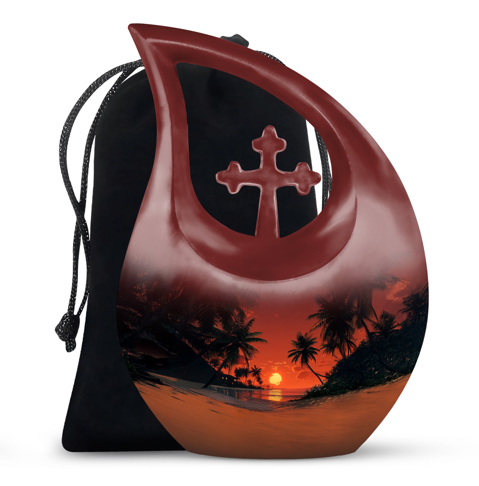 Ocean Sunset Memorial Urn - Island Sunset Design For Male & Female