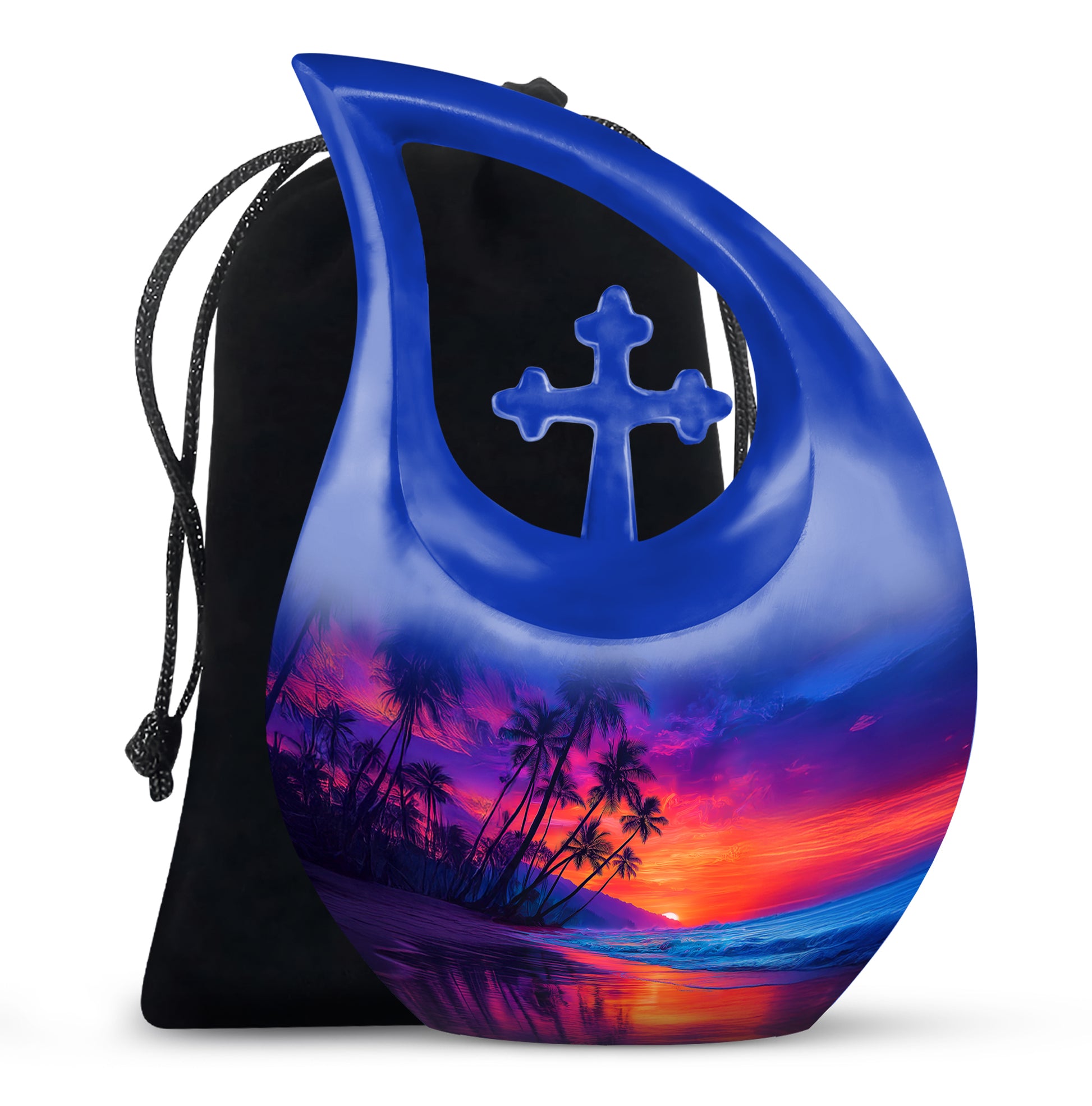 Modern Beach Memorial Urn - Tropical Cremation Urn For Adult Ashes