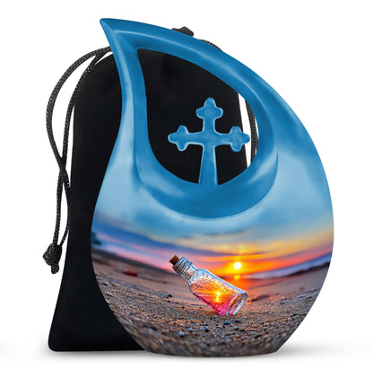 Beach Keepsake Bottle Urn - Sunset Cremation Urn For Adult ashes