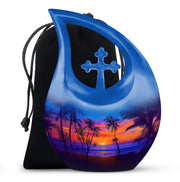Tropical Island Sunset Burial Urn - Ocean Memorial Urn For Loved Ones