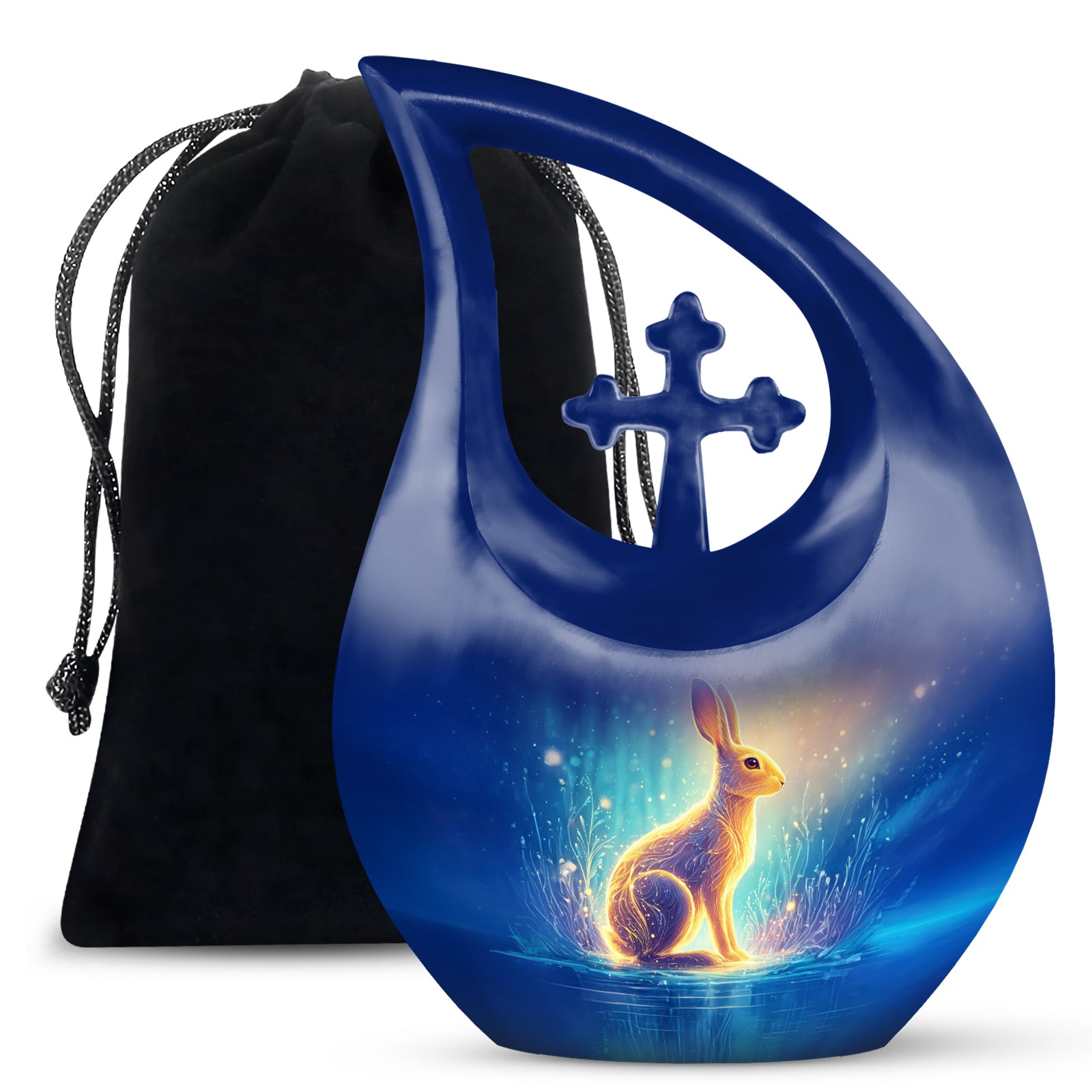 Golden Light Rabbit Cremation Urn - Peaceful Glow Memorial Urn For Human Ashes