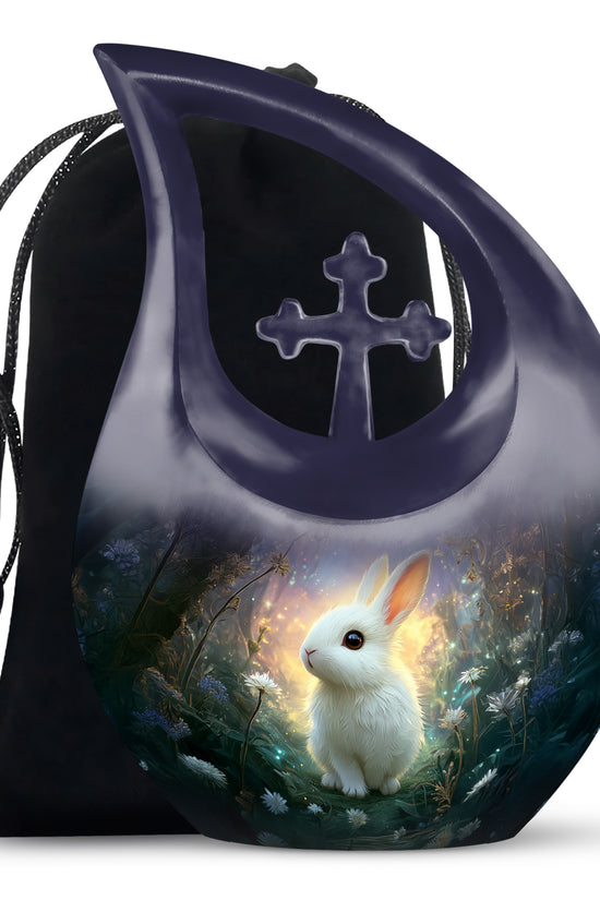 White Bunny Memorial Urn - Rabbit Cremation Urn For Adult Ashes