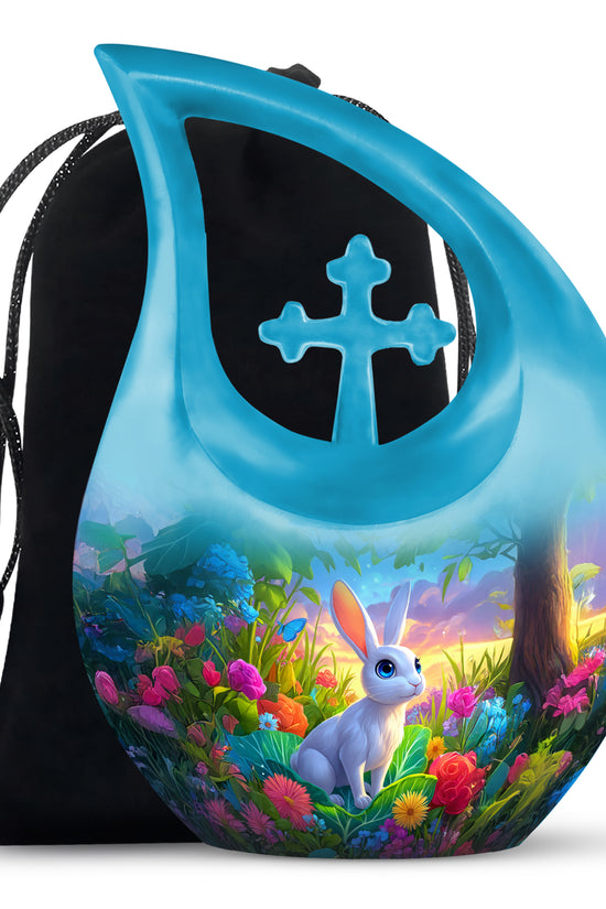 Artistic Rabbit Cremation Urn - Beautiful Floral Cremation Urn For Ashes