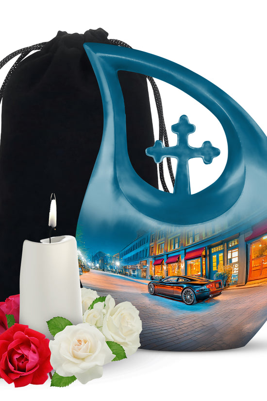 Night Street Car Urn - Decorative Cremation Urn For Adult