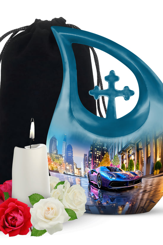 Neon Car Cremation Urn - Beautiful Memorial Urn For Male