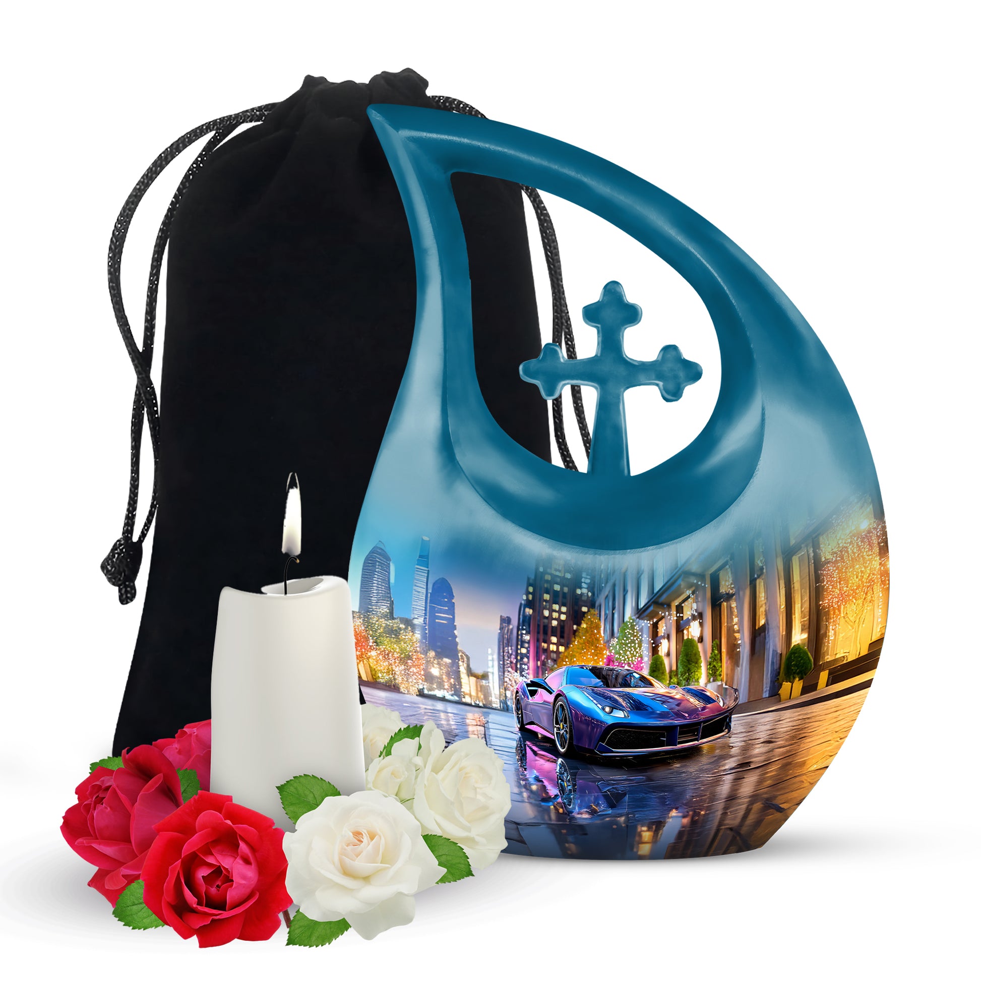 Neon Car Cremation Urn - Beautiful Memorial Urn For Male