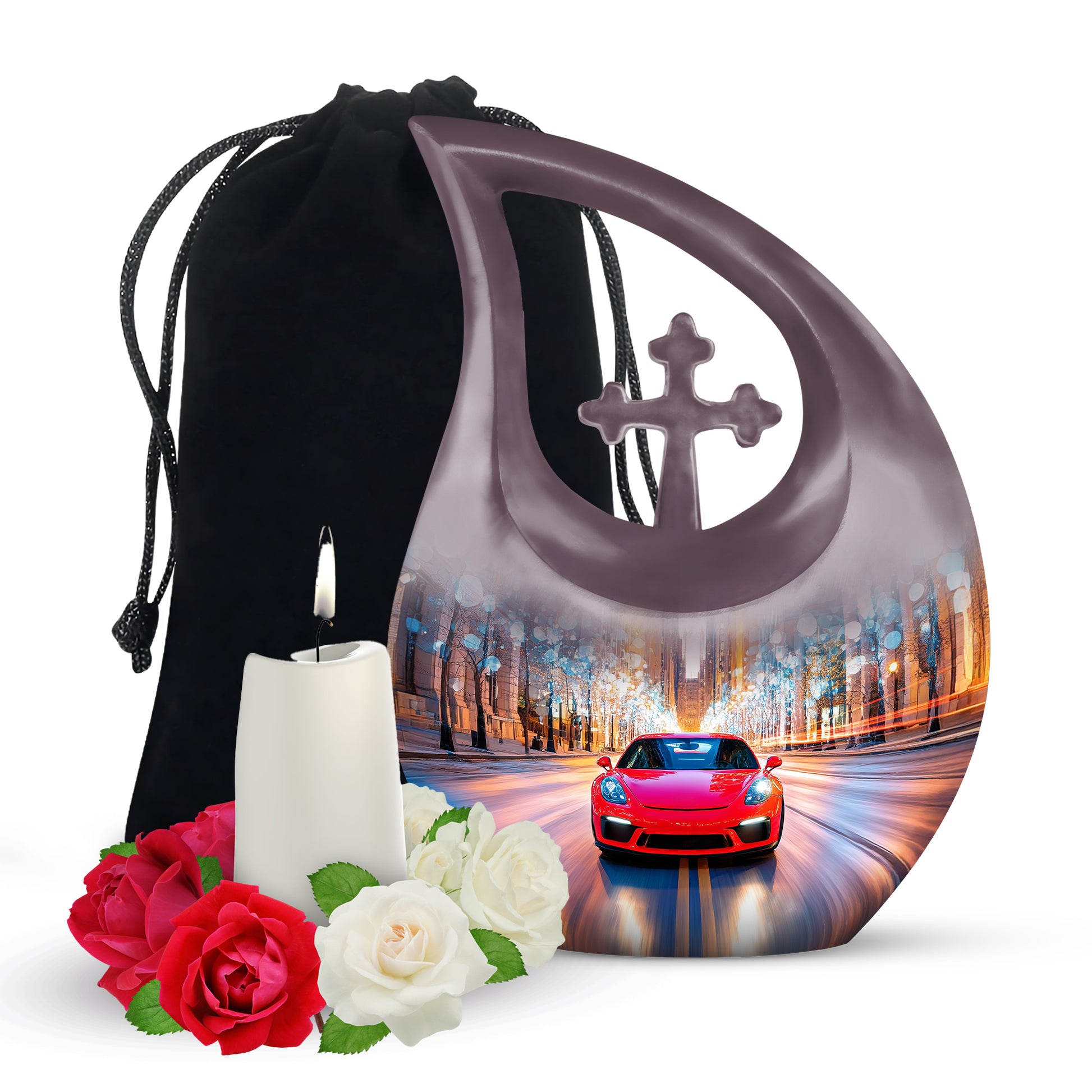 Red Supercar Speed Cremation Urn - Stylish Urn For Human Ashes