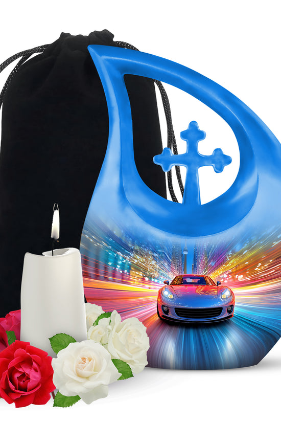 Speed Car Neon Urn - Cremation Urn For Loved Ones