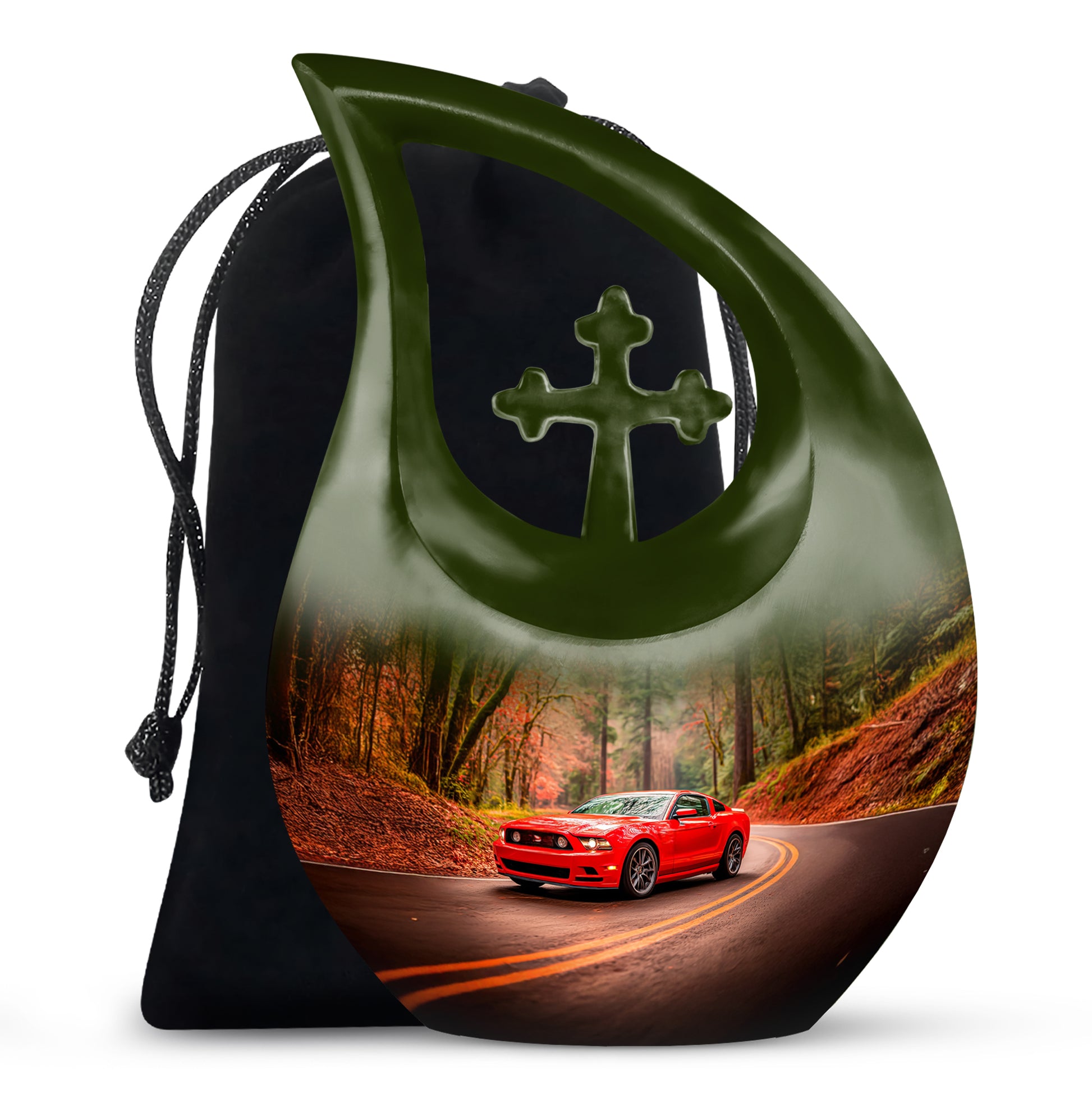 Red Sports Car Cremation Urn - Forest Memorial Urn For Burial