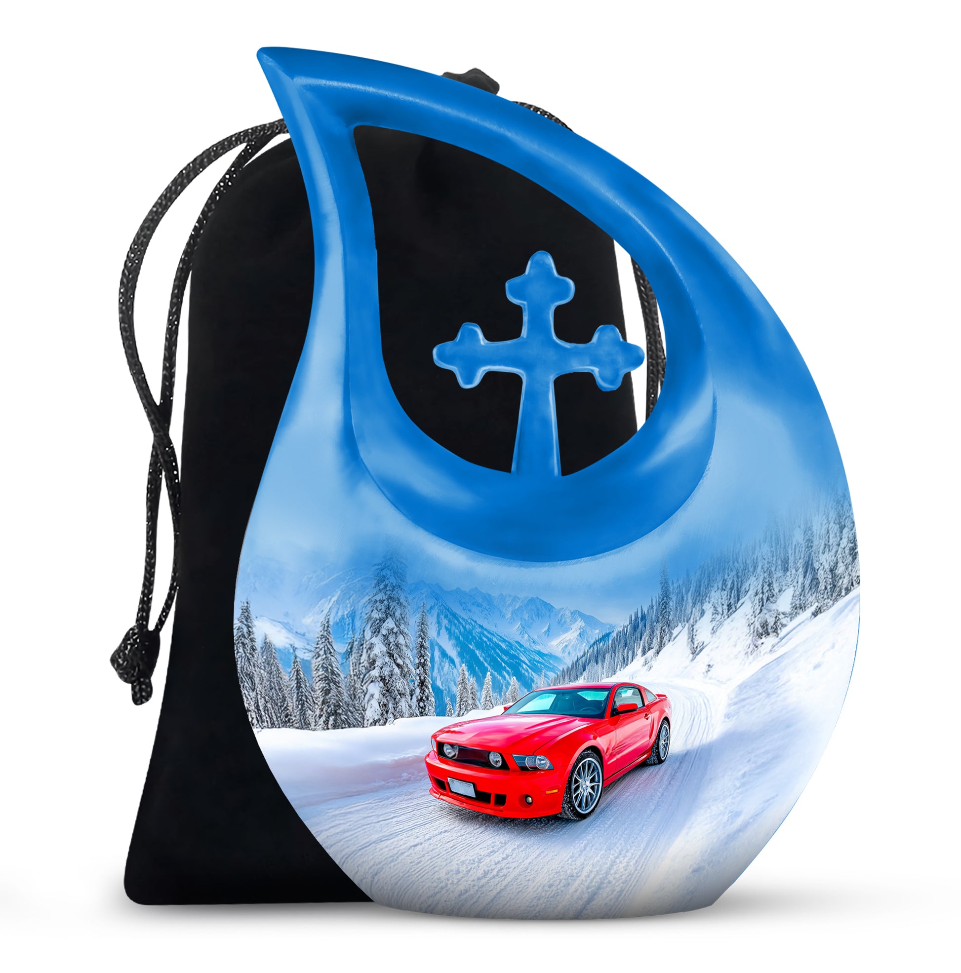 Red Sports Car Cremation Urn - Snow Mountain Memorial Urn For Loved ones