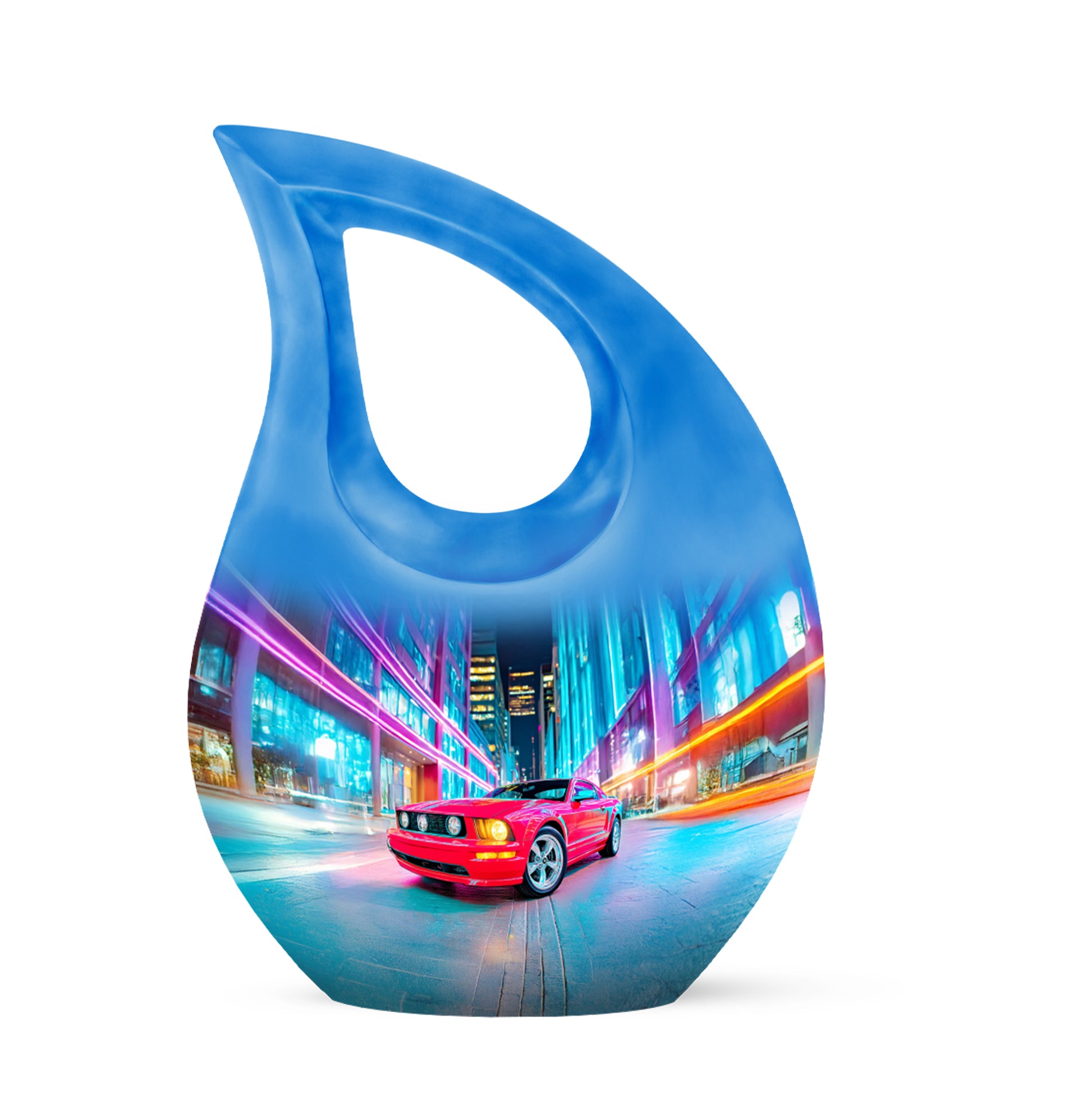 Personalized Magnificent Car Cremation Urns - Blue 10-inch, 200 cu in - Karyliz