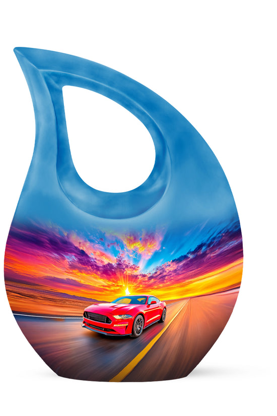 Blue Car Cremation Urns - Enduring Sentinel 10-inch, 200 cu in - Karyliz