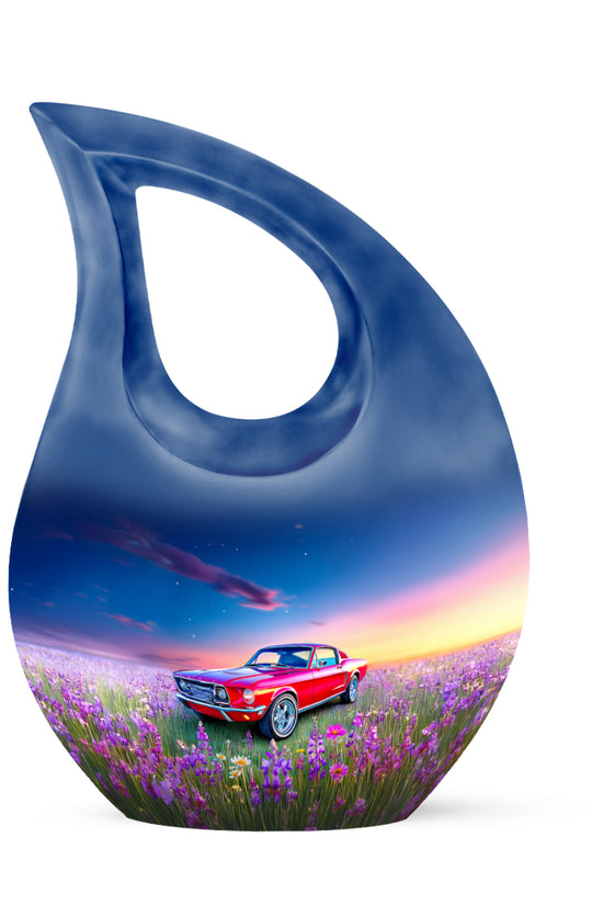 Divine Blue Car Cremation Urn for Ashes - 10-inch, 200 cu in - Karyliz