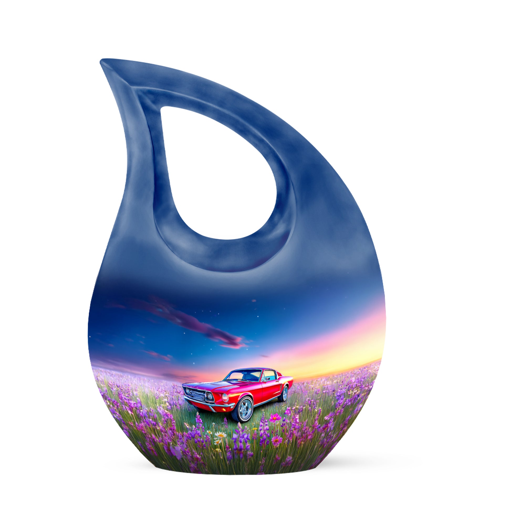 Divine Blue Car Cremation Urn for Ashes - 10-inch, 200 cu in - Karyliz