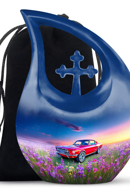 Classic Mustang Funeral Urn - Artistic Car Theme Urn For Human Ashes