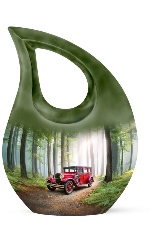 Personalized Green Cherished Car Cremation Urns for Human Ashes - 10-inch, 200 cu in - Karyliz
