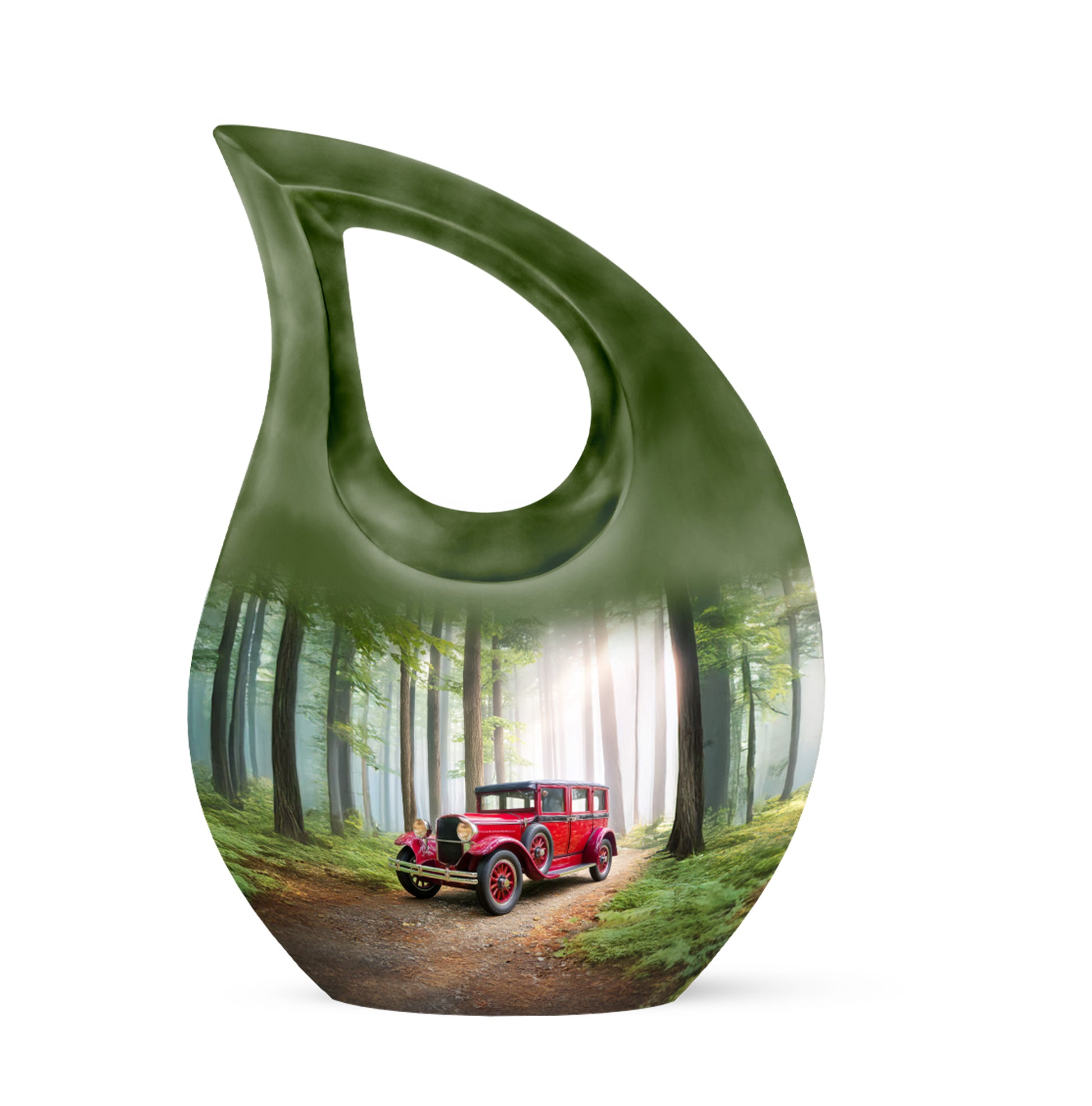 Personalized Green Cherished Car Cremation Urns for Human Ashes - 10-inch, 200 cu in - Karyliz