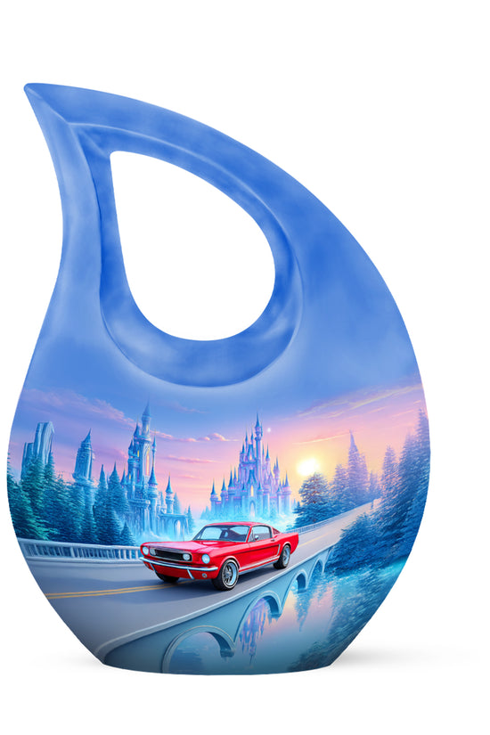 Personalized Car Cremation Urns - Pristine Blue 10-inch, 200 cu in - Karyliz