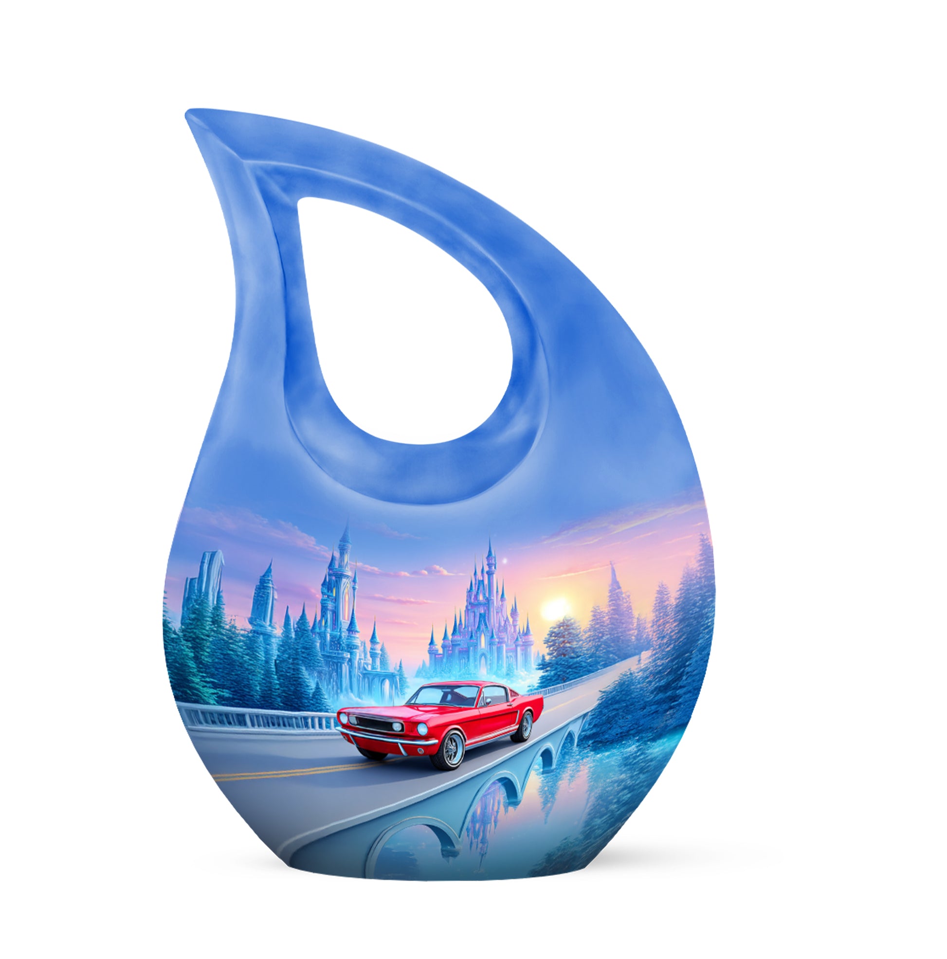 Personalized Car Cremation Urns - Pristine Blue 10-inch, 200 cu in - Karyliz