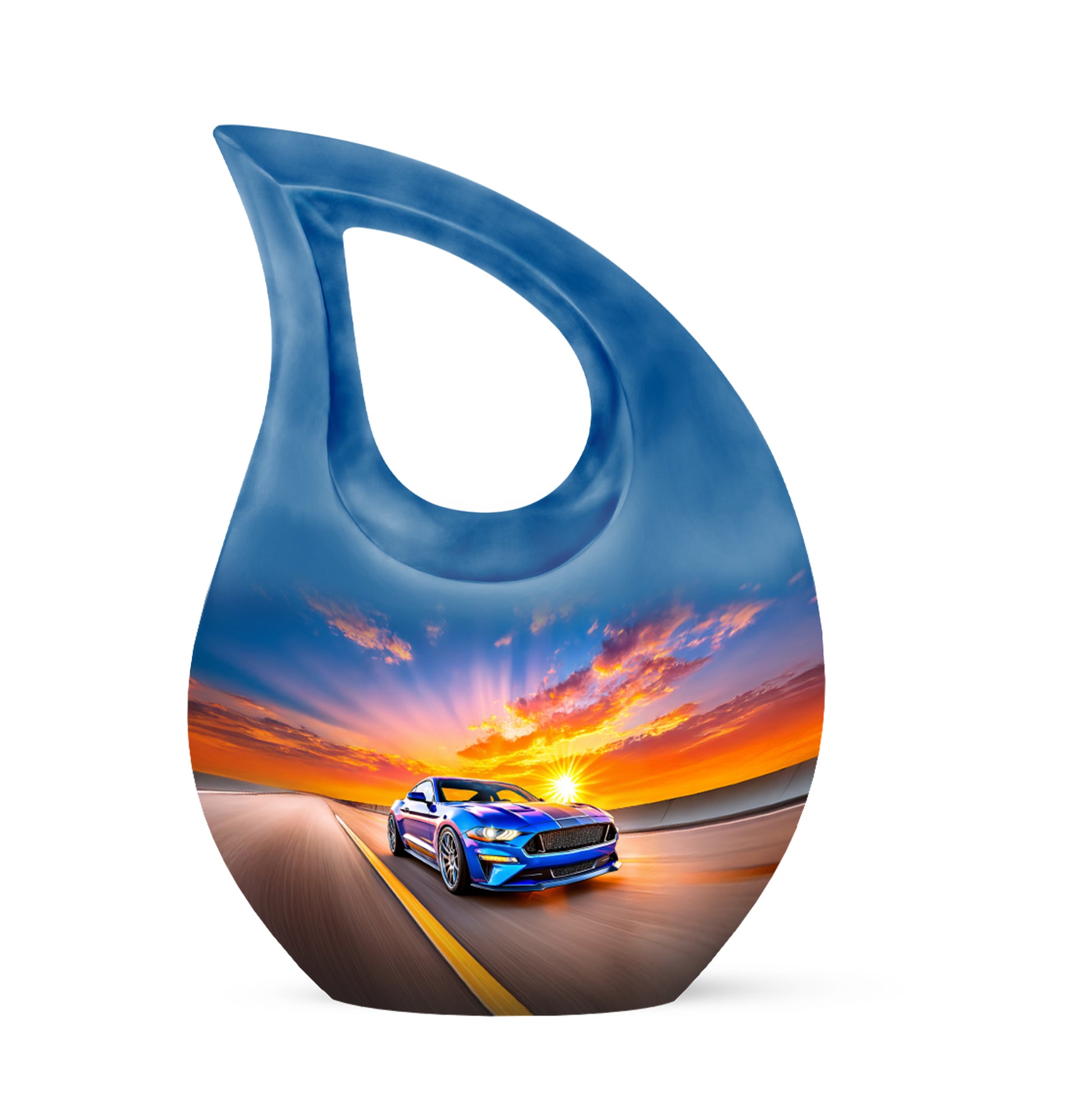 Personalized Elegant Car Cremation Urns - Blue 10-inch, 200 cu in - Karyliz