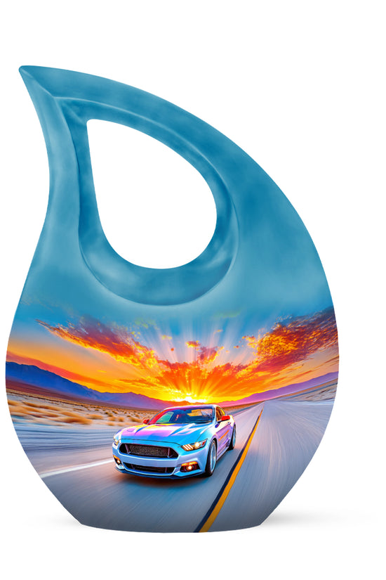 Personalized Seraphic Car Cremation Urns - Blue 10-inch, 200 cu in - Karyliz