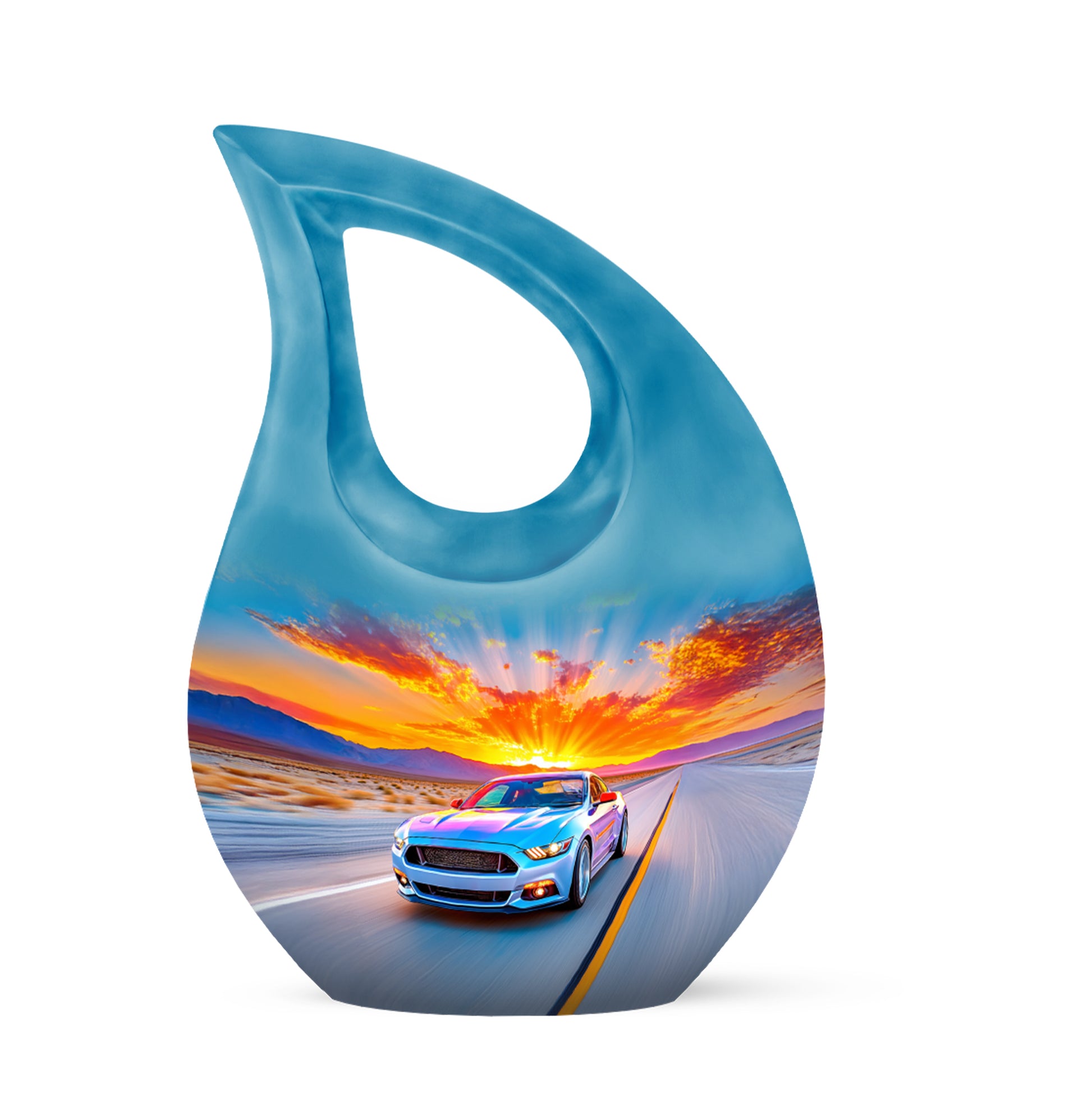 Personalized Seraphic Car Cremation Urns - Blue 10-inch, 200 cu in - Karyliz