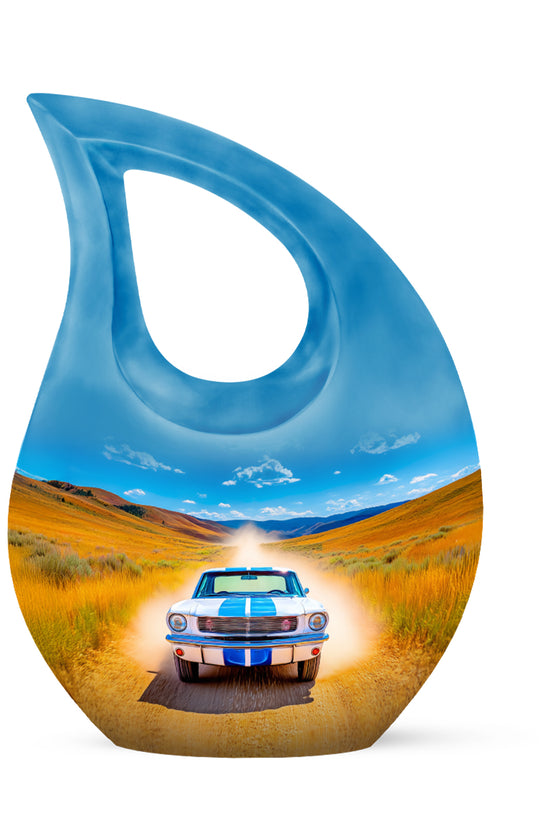 Ethereal Car Memorial Cremation Urns - Blue 10-inch, 200 cu in - Karyliz