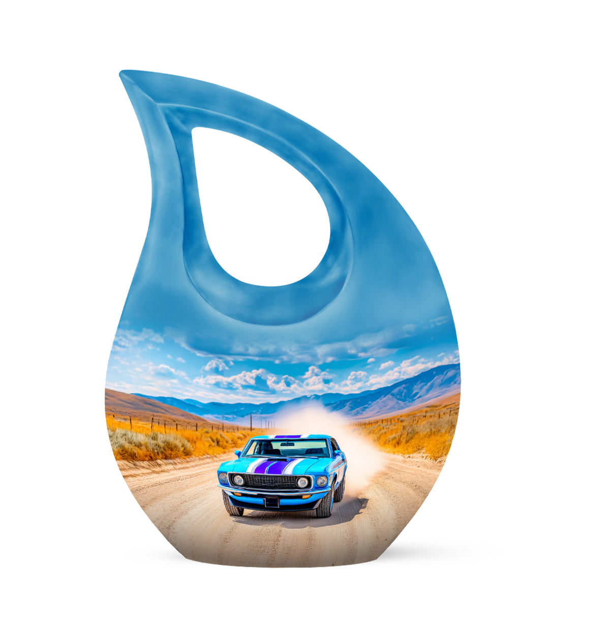 Blue Car Embrace Cremation Urns for Human Ashes - 10-inch, 200 cu in - Karyliz
