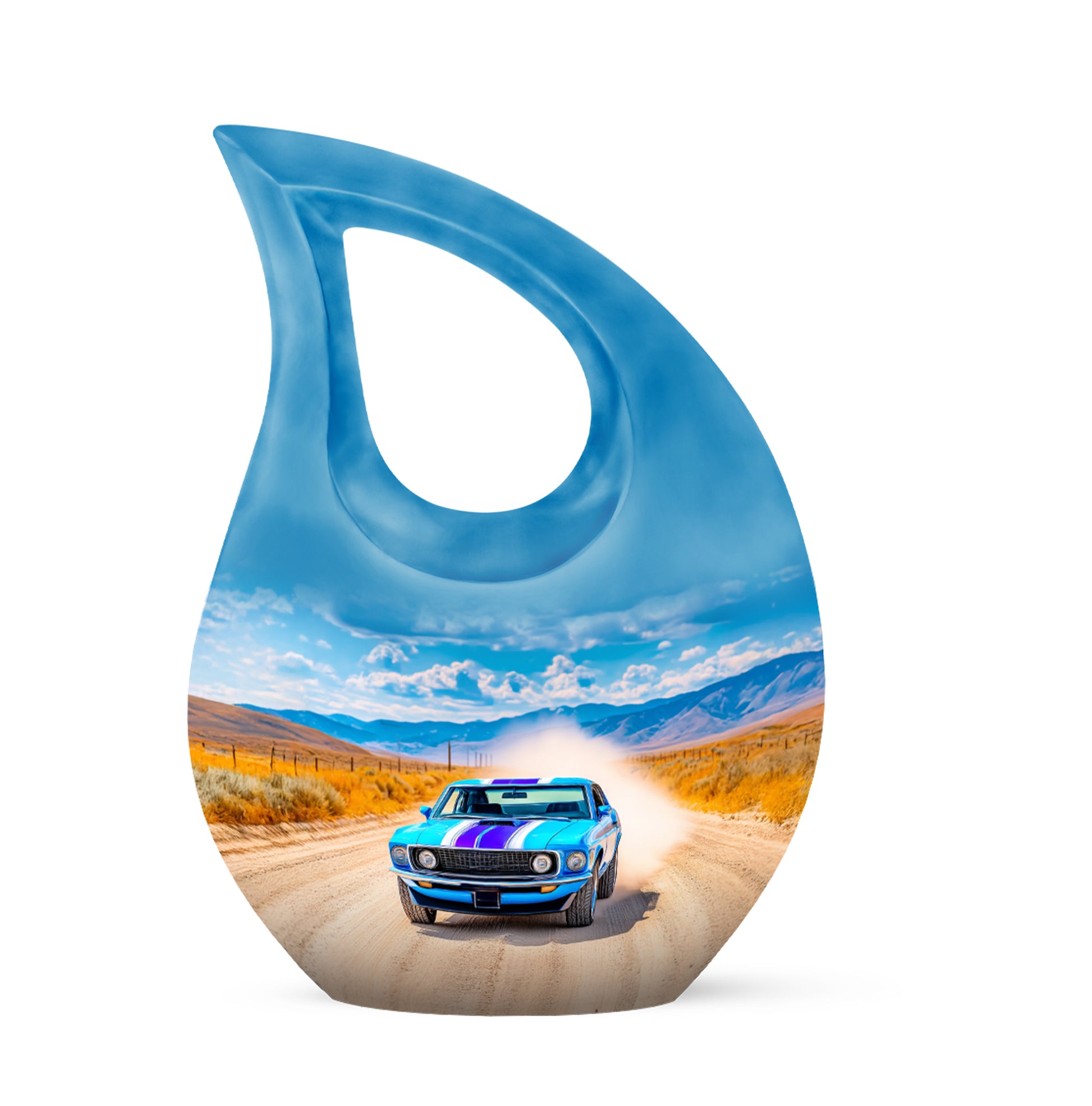Blue Car Embrace Cremation Urns for Human Ashes - 10-inch, 200 cu in - Karyliz