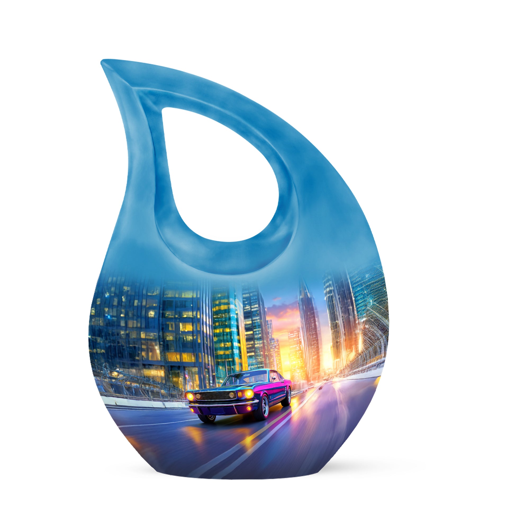 Blue Car Celebration Cremation Urns for Human Ashes - 10-inch, 200 cu in - Karyliz