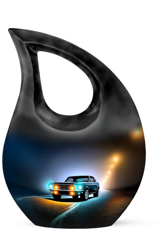 Personalized Black Steadfast Car Cremation Urns for Human Ashes - 10-inch, 200 cu in - Karyliz
