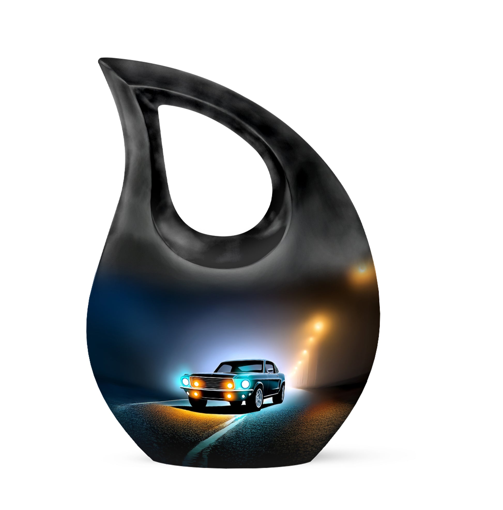 Personalized Black Steadfast Car Cremation Urns for Human Ashes - 10-inch, 200 cu in - Karyliz