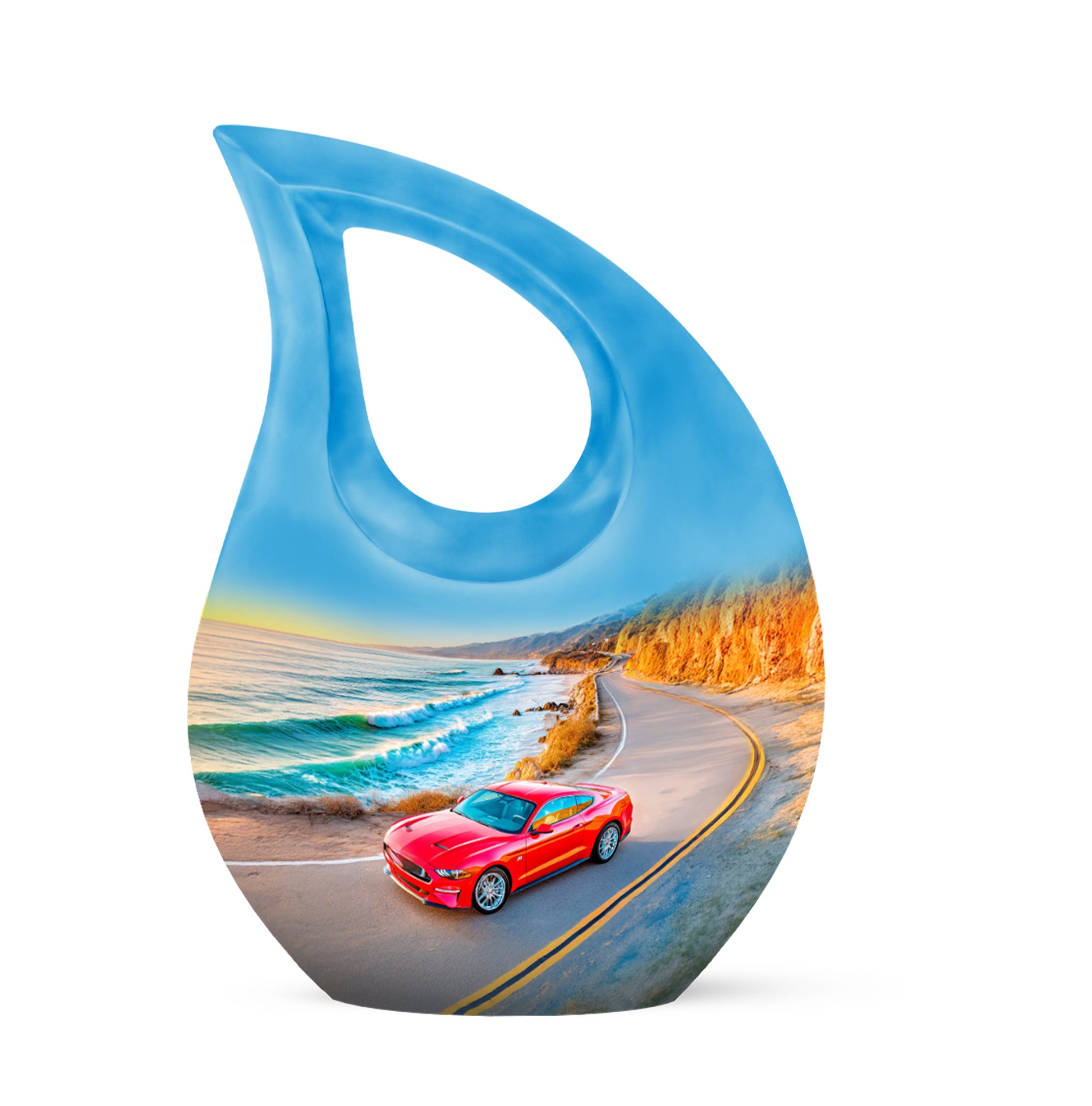 Personalized Car Cremation Urns - Pristine Blue 10-inch, 200 cu in - Karyliz