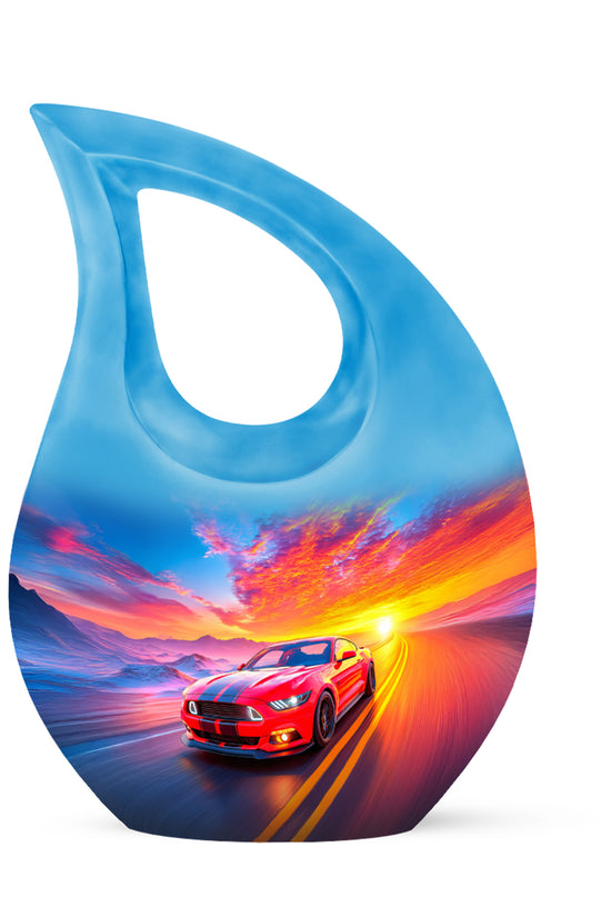Blue Car Cremation Urns - Opulent Reflection 10-inch, 200 cu in - Karyliz
