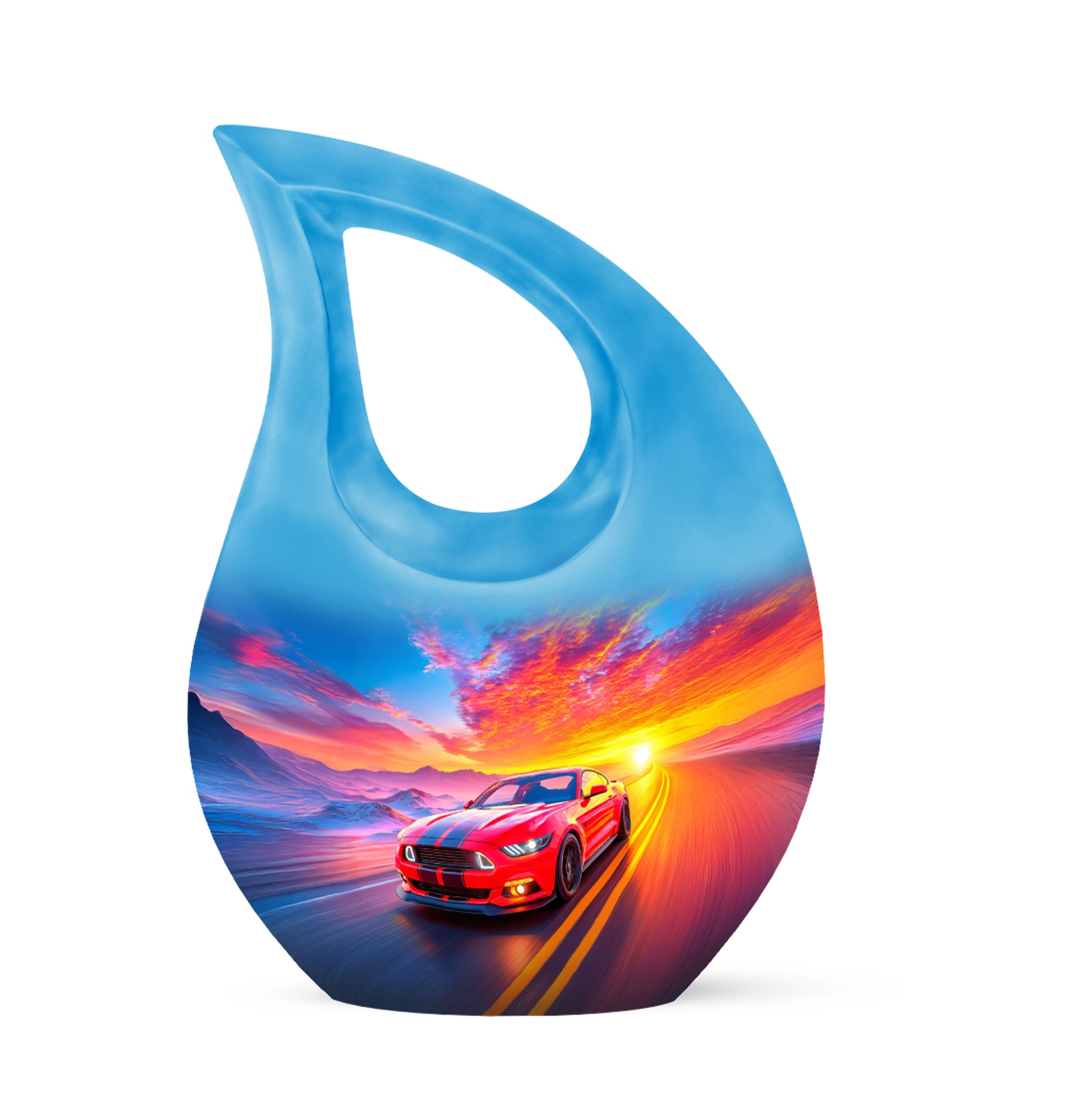 Blue Car Cremation Urns - Opulent Reflection 10-inch, 200 cu in - Karyliz