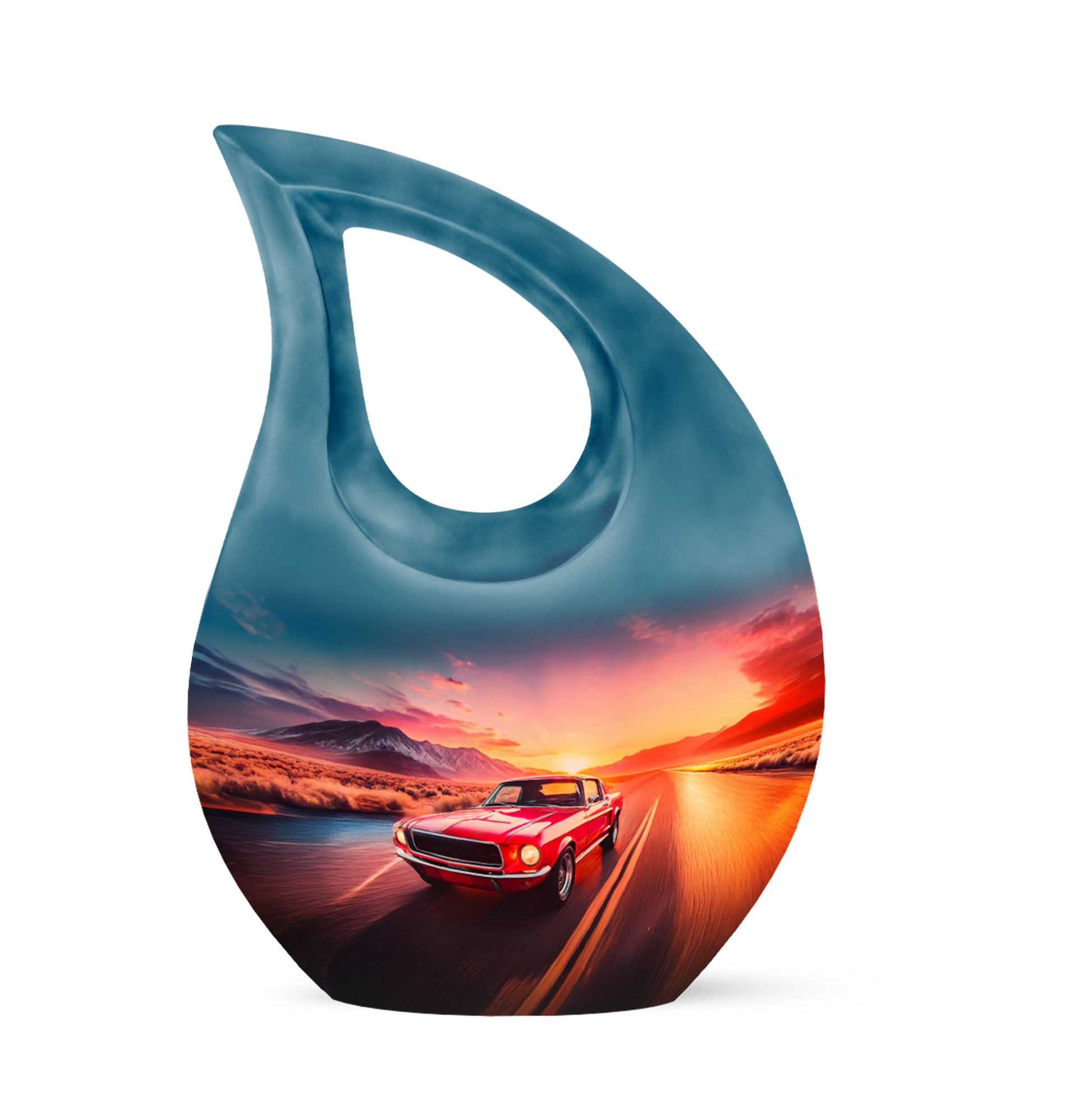 Blue Car Journey Cremation Urns for Human Ashes - 10-inch, 200 cu in - Karyliz
