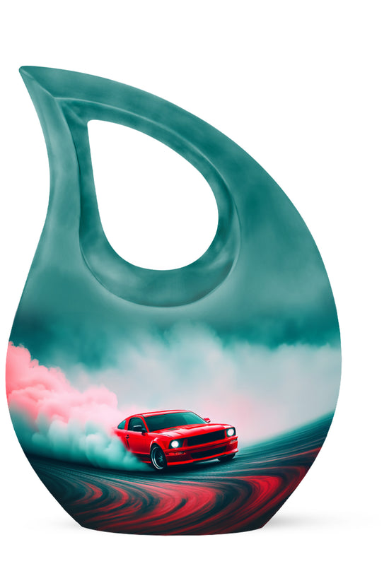 Personalized Seraphic Car Cremation Urns - Teal 10-inch, 200 cu in - Karyliz