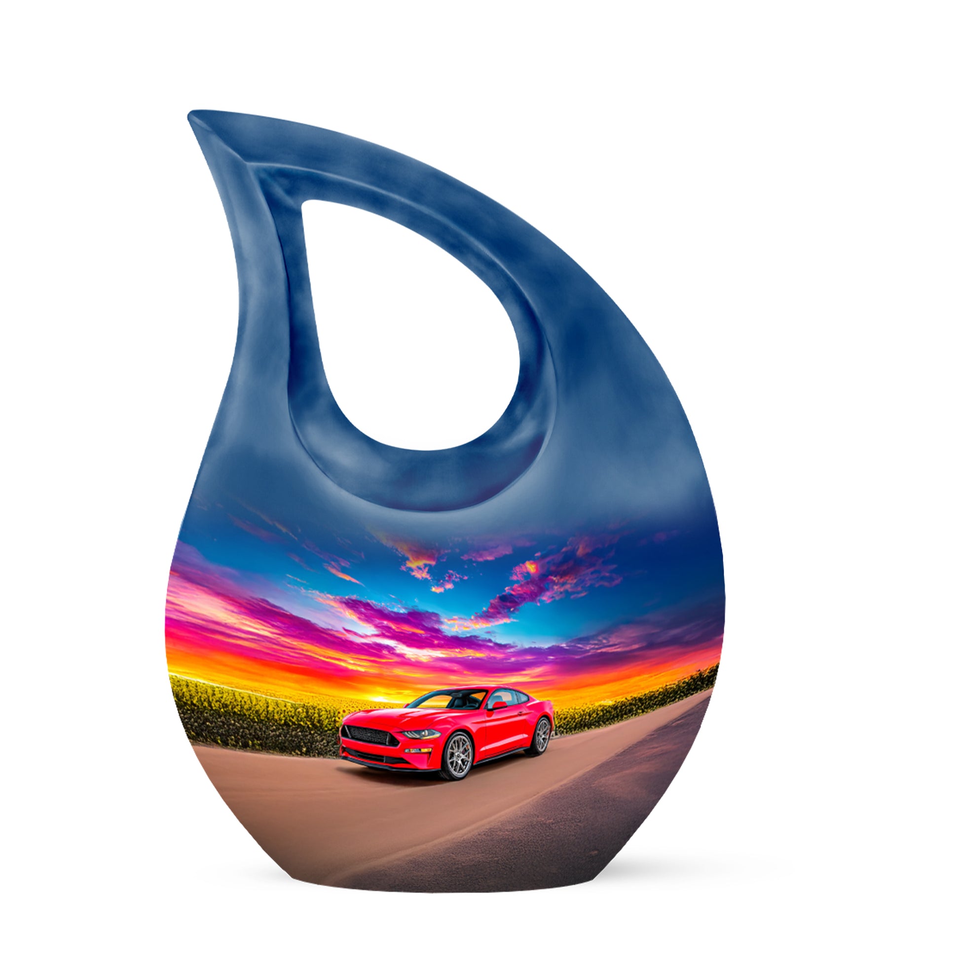 Personalized Elegant Car Cremation Urns - Blue 10-inch, 200 cu in - Karyliz