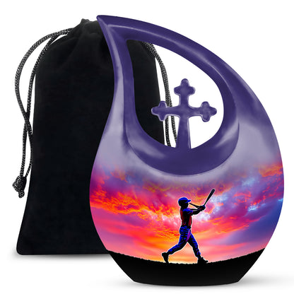 Sunset Baseball Player Urn - Cremation Urn For Human Ashes
