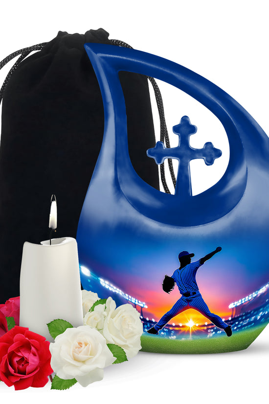 Baseball Pitcher Memorial Urn - Decorative Urn For Adult Male
