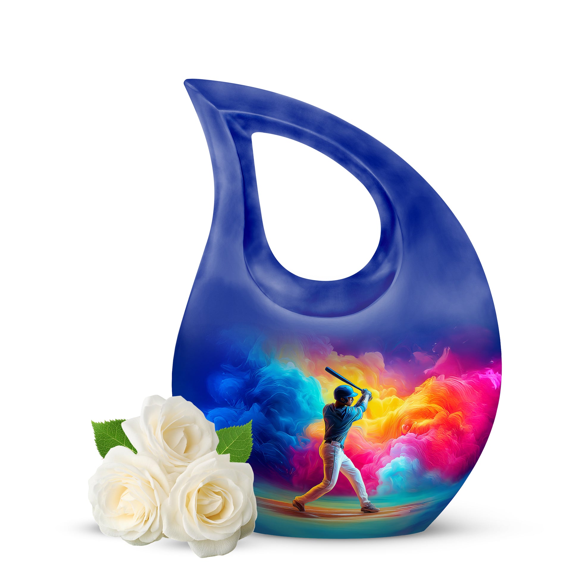 Blue Serene Baseball Memorial Urn for Ashes - 10-inch, 200 cu in - Yatskia