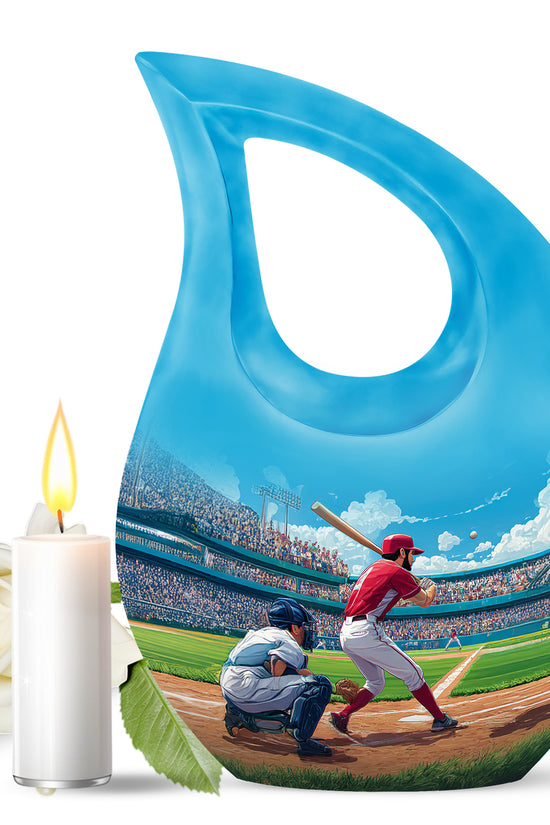 Radiant Baseball Memorial Cremation Urns - Blue 10-inch, 200 cu in - Yatskia